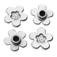 4, 22mm Rhodium Global Chic Button Flowers