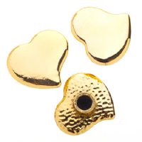 3, 24x21mm Gold Global Chic Heart Buttons