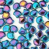 10 Grams 7.5mm Opaque Navy AB Czech Glass Ginko Leaf Beads