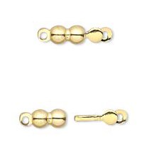 10, 15x4mm Gold Plated Double Ball Tab / Box Clasps