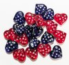 20 13mm Cobalt and Red with Silver Stars Heart Bead Pendants
