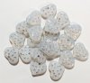 20 13mm Milky White Opal with Silver Stars Heart Bead Pendants