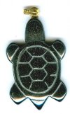 1 30mm Hematite Turtle Pendant with Gold Bail