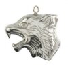 1, 30x35mm Rhodium Plated Hematite Wolf Head Pendant