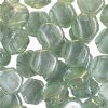 30, 6mm Transparent Green Lustre Czech Glass Two Hole Hexx Beads
