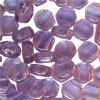 30, 6mm Transparent Lumi Amethyst Czech Glass Two Hole Hexx Beads