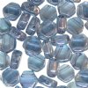 30, 6mm Transparent Lumi Blue Czech Glass Two Hole Hexx Beads