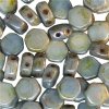 30, 6mm Patina Czech Glass Two Hole Hexx Beads