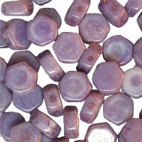 30, 6mm Purple Vega Czech Glass Two Hole Hexx Beads
