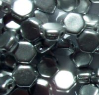 30, 6mm Crystal Bronze Aluminum Czech Glass Two Hole Honeycomb Beads
