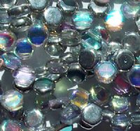 30, 6mm Crystal Silver Rainbow Czech Glass Two Hole Honeycomb Beads