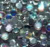 30, 6mm Crystal Silver Rainbow Czech Glass Two Hole Honeycomb Beads