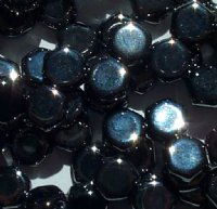 30, 6mm Hematite Czech Glass Two Hole Honeycomb Beads