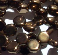 30, 6mm Jet Bronze Czech Glass Two Hole Honeycomb Beads