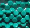 30, 6mm Opaque Green Turquoise Czech Glass Two Hole Honeycomb Beads