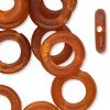 1, 25mm Amber Horn / Worked On Bone Drilled Bead Ring