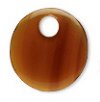 1, 25mm Round Amber Worked On Bone / Horn Pendant