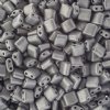 10 Grams 5x5mm Light Grey Chalk Metallic Dyed Two Hole Karo Beads