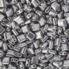 10 Grams 5x5mm Silver Metallic Dyed Two Hole Karo Beads