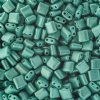 10 Grams 5x5mm Turquoise Green Chalk Metallic Dyed Two Hole Karo Beads