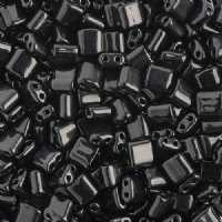 10 Grams 5x5mm Opaque Black Two Hole Karo Beads