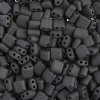 10 Grams 5x5mm Opaque Matt Black Two Hole Karo Beads