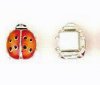 1 13x11mm Silver with Orange/Yellow Ladybug Slider   
