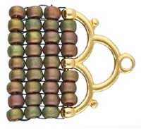Set of 2, 12.6x18.6mm Cymbal Lakos III 24kt Gold 8/0 Seed Bead Ends