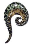 1 70x40mm Green, Topaz, and Silver Foil Swirl Drop Pendant