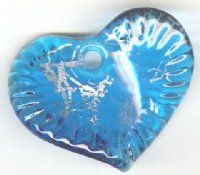 1 45x39mm Twisted Aqua and Silver Foil Heart Pendant
