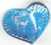 1 45x39mm Twisted Aqua and Silver Foil Heart Pendant