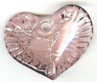 1 45x39mm Twisted Light Amethyst and Silver Foil Heart Pendant