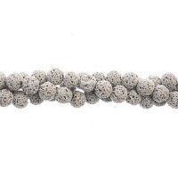 8 Inch Strand of 6mm Round Cloudy Grey Lava Stone Beads