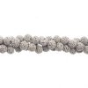 8 Inch Strand of 6mm Round Cloudy Grey Lava Stone Beads