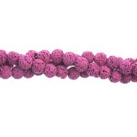 8 Inch Strand of 6mm Round Flamingo Pink Lava Stone Beads