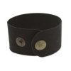 1.5" Black Leather Cuff Bracelet with Brass Snaps