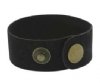 One Inch Black Leather Cuff Bracelet with Brass Snaps