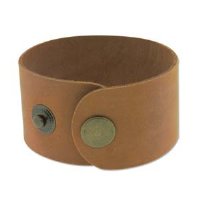1.5" Tan Leather Cuff Bracelet with Brass Snaps