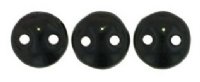 50 6mm Opaque Black Two Hole Glass Lentil Beads 
