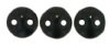 50 6mm Opaque Black Two Hole Glass Lentil Beads 