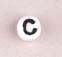 7x4mm White Glass Letter Bead - C