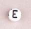 7x4mm White Glass Letter Bead - E