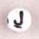 White Glass Letter Bead - J