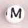 White Glass Letter Bead - M