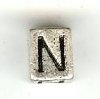 Metal Cube Alphabet Bead - Letter N