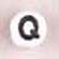 White Glass Letter Bead - Q
