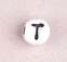 White Glass Letter Bead - T