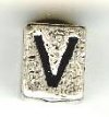 Metal Cube Alphabet Bead - Letter V