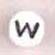 White Glass Letter Bead - W