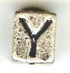Metal Cube Alphabet Bead - Letter Y